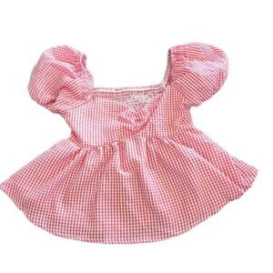 Sweaty Rocks Women's Size Small Blouse Shirt Gingham Red Puff Sleeve NEW NWT